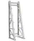 Heavy Duty Steel Reel Rack Starter Unit Built Tough For Up To 60 Inch Drums 2000 Pound Load Capacity Secure Axle Brackets No Fuss Setup Gray job site essential, angled view.