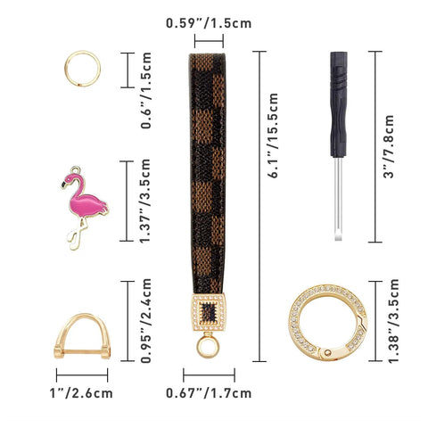 Dope And Totally Legit Premium Leather Wristlet Keychain Featuring Sparkling Crystal Diamonds And Classy Craft Pearls, 6.1 inches long.