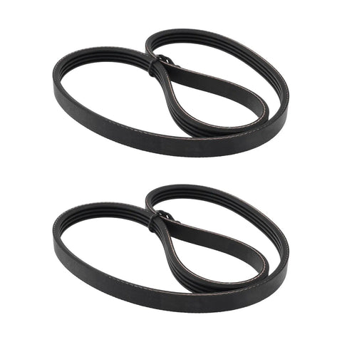 Image of Two Lathe Drive Belt Replacement Belts For Mini Wood Lathe 65345, 24 Inch Internal Length, 4 Rib, Durable Rubber.