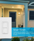 Smart Switch With Wall Plate For LED Lights And Fans, 5 Amp, Single Pole Or 3 Way, Neutral Required, hub required for control, white