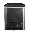 Back view of Countertop Ice Maker Stainless Steel With Large Capacity Ice Bucket Self Cleaning Function Heavy Duty Kitchen Gadget