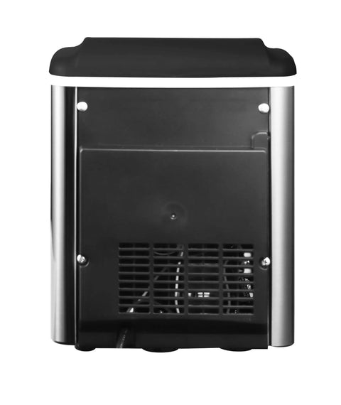 Back view of Countertop Ice Maker Stainless Steel With Large Capacity Ice Bucket Self Cleaning Function Heavy Duty Kitchen Gadget