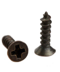 Five Piece Set Of Retro Antique Bronze Heart Shaped Box Hasp Lock Latches Featuring Tough As Nails Zinc Alloy Construction And Smooth Brass Plating To Keep Your Jewelry Boxes Solid And Fade Free Always, includes detailed view of bronze screws for installation.