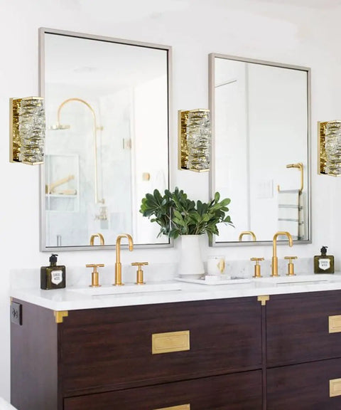 Dope Gold Crystal Wall Sconce With Stainless Steel Fixture For Living Room And Bathroom 8W 4000K Not Dimmable Modern Luxe Lighting