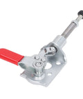 Beefy 40Kg High Force Push Pull Toggle Clamp With 164mm Stroke Stainless Steel Quick Clamp side view with red handle.