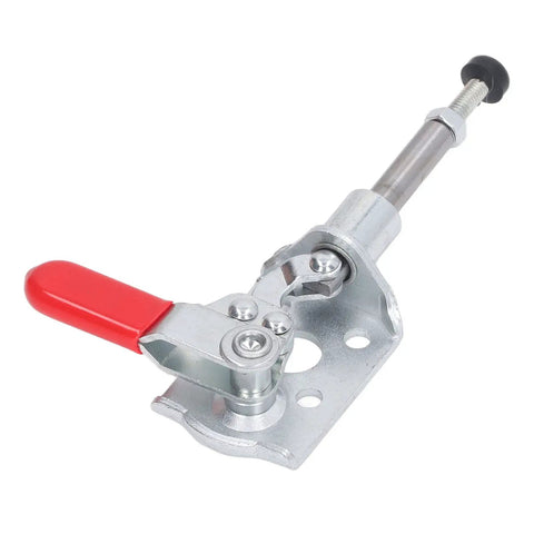 Beefy 40Kg High Force Push Pull Toggle Clamp With 164mm Stroke Stainless Steel Quick Clamp side view with red handle.