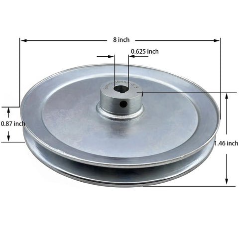 8 Inch Single Groove V Belt Pulley with 5/8 Inch Bore, 1 Groove, Motor Pulley for A, B, 5L and 4L V Belts, Carbon Steel, Zinc Plated