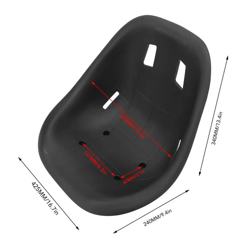 Go Kart Seat Saddle With Ergonomic Backrest For Drift Cars And Racing Karts Comfy ABS Seat For Adults And Kids showing dimensions