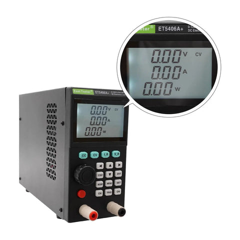Hardcore Programmable DC Load Tester For Power Labs And DIY Builds, 200W 0-20A 0-120V Battery Tester With All Round 4 Core Modes And 5 Advanced Tests, Delivers Ultra Fine 1mV and 1mA Readings For Precise Power Supply Checks. Front view with display and controls