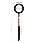 Telescoping Inspection Mirror With Two Lights, circular mirror, extendable handle, rubber grip, ideal for tight spaces.