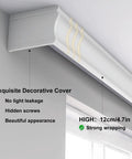 Double Curtain Pelmet Box With Heavy Duty Dual Tracks 3 In 1 Ceiling And Wall Mount Room Divider Curtain Rail For Living Room Bedroom Hotel And Villa White 180cm, 12cm high