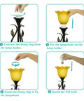 Assembly steps for Set Of 2 Rustic Torchiere Bedside Lamps With USB Port, 3 Way Dimmable Touch Table Lamps, Glass Flower Shade