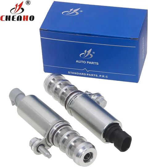 VVT Intake And Exhaust Camshaft Position Actuator Kit With Cam And Crankshaft Sensors For 2.0L 2.2L 2.4L GM Cars Including Equinox Malibu Cobalt HHR Aura Terrain Verano G6 Pontiac Saturn, silver metal valves