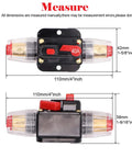 40 Amp Inline Circuit Breaker With Manual Reset Fuse Holder dimensions and details