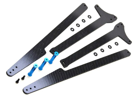 Dr10 Wheelie Bar Set 12 Inch Carbon Fiber and Alloy Adjustable for RC Cars and Trucks ETK1962 components overview