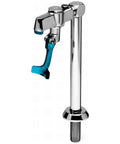 Glass Filler Pedestal For Commercial Kitchens, 16 Inch Deck Mount With Push Back Design, Brass Finish, Blue Lexan Arm