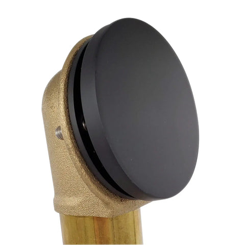 Close-up of matte black faceplate from Brass Bath Waste And Overflow Assembly With Tip Toe Drain Plug And Illusionary Faceplate Matte