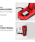 Battery holder and product display of Hit The Sweet Spot Every Time With This Four In One Wall Scanner And Stud Finder.