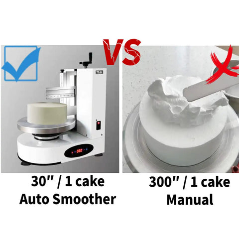 Electric Cake Frosting Machine 200W With 4 To 12 Inch Adjustable Rotating Cake Turntable Smoothers versus manual icing method