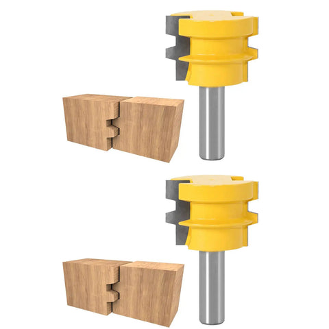 Premium Reversible 12mm And 12.7mm Shank Tenon Router Bit For Smooth Woodworking Projects with wood joints shown.