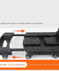 Foldable Moving Trolley For Easy Transport, Retractable Flatbed Sack Truck With 4 Swivel Front Wheels And 2 Fixed, black TPE chassis, 12cm wide