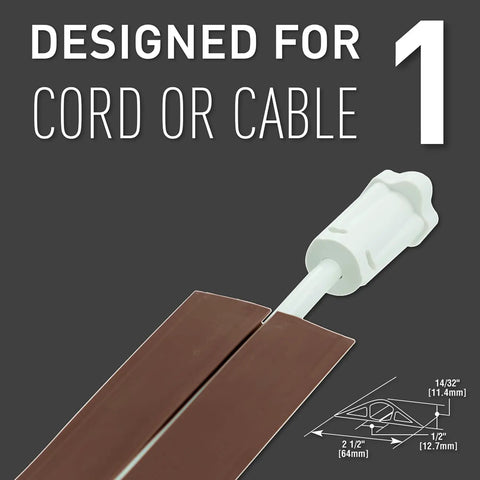 15 Foot Brown Floor Cord Cover For Cables And Wires Holds One Cable With Pressure Sensitive Tape For Indoor Use Conceals Cords