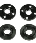 Heavy Duty Angle Grinder Flange Replacement Set With 5/8-11 Thread Nuts And Backing Plates Fits 4 5 And 7 Inch Grinders showing four black flanges.
