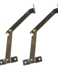 Antique Bronze Folding Lid Stay Hinges 2 Pack Left Side Lift Up For Furniture Cabinets Cupboards Jewelry Boxes Display