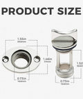2 Pack Marine Stainless Steel Boat Drain Plugs Kit showing oval garboard transom plugs with size dimensions in inches.