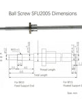 2005 Linear Motion CNC Ball Screw With Anti Backlash Nut 300mm Long 20mm Diameter SFU2005 5mm Lead diagram