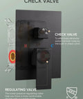 Matte Black 12-Inch Shower System With Handheld Spray Complete Faucet Set Includes Rough-In Valve Body and Trim Check Valve