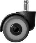 Heavy Duty Silent Rubber Castor Wheels Two Inch Five Piece Set Replacement Swivel Glides For Office Chairs and Household Furniture, black caster wheel side view.