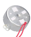 Heavy Duty 24 Volt DC Motor For Fans Heaters And Stands With Super Smooth 20Rpm Speed And Reversible Cw Ccw Rotation To Fix Your Appliances Fast, metal casing with red wires.