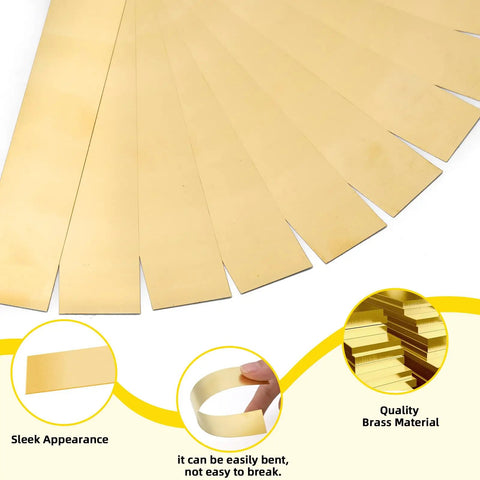 Handy Brass Shim Stock Set Pack Of 10 Strips 1 Inch Wide By 6 Inches Long 0.006 Inch Thick Flexible Brass Sheets For Jewelry Making