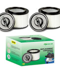 Two Pack Washable Cartridge Filter And Retainer Set For Four Gallon Wet Dry Vacuums With Brush For Quick Swaps Keeps Cleanup Breezy And Easy Captures Sawdust Dust Lint And Wood Chips Compatible With VF408 VF410P VF408B Cleva Industrial box view