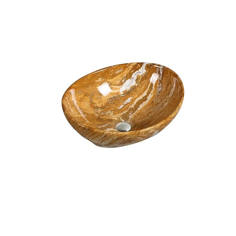 Bathroom Vessel Sink Hotel Ceramic Above Counter Basin Bathroom Wash Basin Marble With Drain Pipe Shampoo Sinks Bathroom Sink in golden marble.