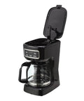 Sleek Black 12 Cup Programmable Drip Coffee Maker With Bold Brew Control Auto Timer Programmable LED Display and Heat Resistant Glass Carafe.