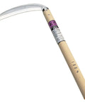 Stainless Steel Crescent Scythe 7.1 Inch Blade For Weed Trimming, Fully Hardened 54 HRC with Natural Wood Handle
