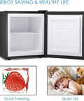Straight Up Chilling 1.1 Cubic Foot Upright Mini Freezer With Reversible Single Door And Dial In Temp Settings featuring open door and removable shelf.