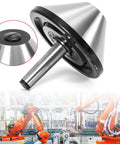 Front view of MT3 bull-nose live center; 75° triple-bearing alloy steel tailstock center for hollow workpieces
