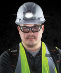 Worker with Intrinsically Safe LED IP67 Headlamp for Hazardous Areas Attaches to Hard Hats and Safety Helmets 216 Lumen
