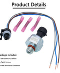 Ford 7.3L Power Stroke ICP Injection Control Pressure Sensor with plug-and-play pigtail kit and connectors.