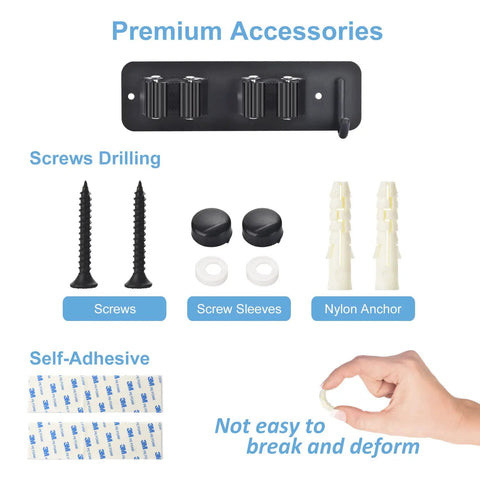 2 Pack Broom Holder Wall Mount With Anti Slip Mop Holder And Self Adhesive Stainless Steel Tool Storage Rack accessories