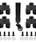 Four Pack 2020 Aluminum Extrusion T Slot Foot Connectors with M6 Bolts, Leg Feet, and Swivel Caster Hardware Set