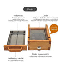 Wooden cooler unit and wicker tray for Home Coffee Bean Roaster 250 With Transparent Glass Chamber Noiseless Operation Large Capacity Rapid Cooling