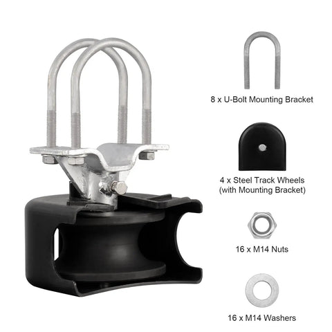 Heavy Duty Sliding Gate Kit With Four Rock Solid Nylon Rollers, Smooth U Shaped Track, And Rust Proof Brackets For No Sweat Cantilever Fence Install And Silky Smooth Glide
