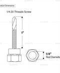 Vertical Threaded Rod Anchor For Steel Structures Quarter Inch Screw One Inch Length Electro Zinc Coated Corrosion Resistant