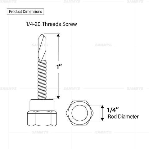 Vertical Threaded Rod Anchor For Steel Structures Quarter Inch Screw One Inch Length Electro Zinc Coated Corrosion Resistant
