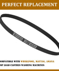 Heavy Duty Washer Drive Belt For Top Load Machines Quick Swap Compatible With Whirlpool And Maytag, 21.4 inch black rubber design.