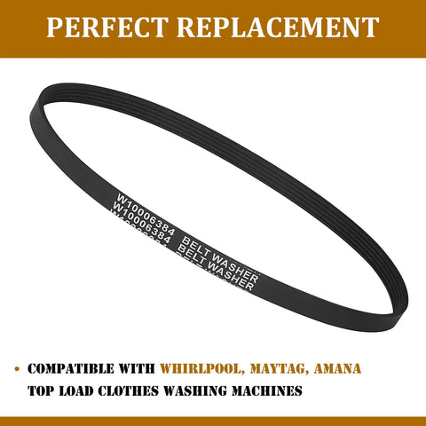 Heavy Duty Washer Drive Belt For Top Load Machines Quick Swap Compatible With Whirlpool And Maytag, 21.4 inch black rubber design.